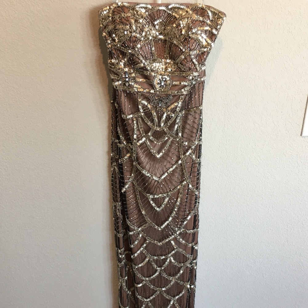 Sue wong beaded sheath evening gown 0 Disney black